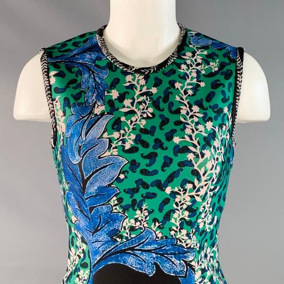 YIGAL AZROUEL Size 6 Black Green Blue Polyester Blend Cocktail Dress - Picture 2 of 6